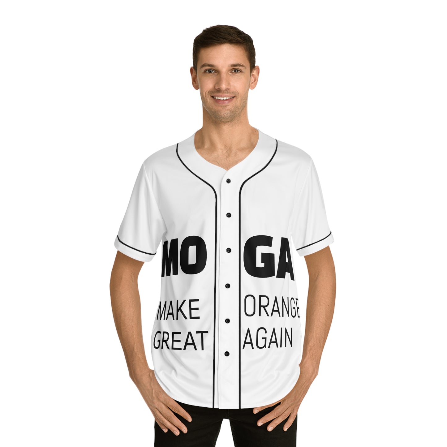 Baseball Jersey — "Make Orange Great Again" Graphic Button-Up