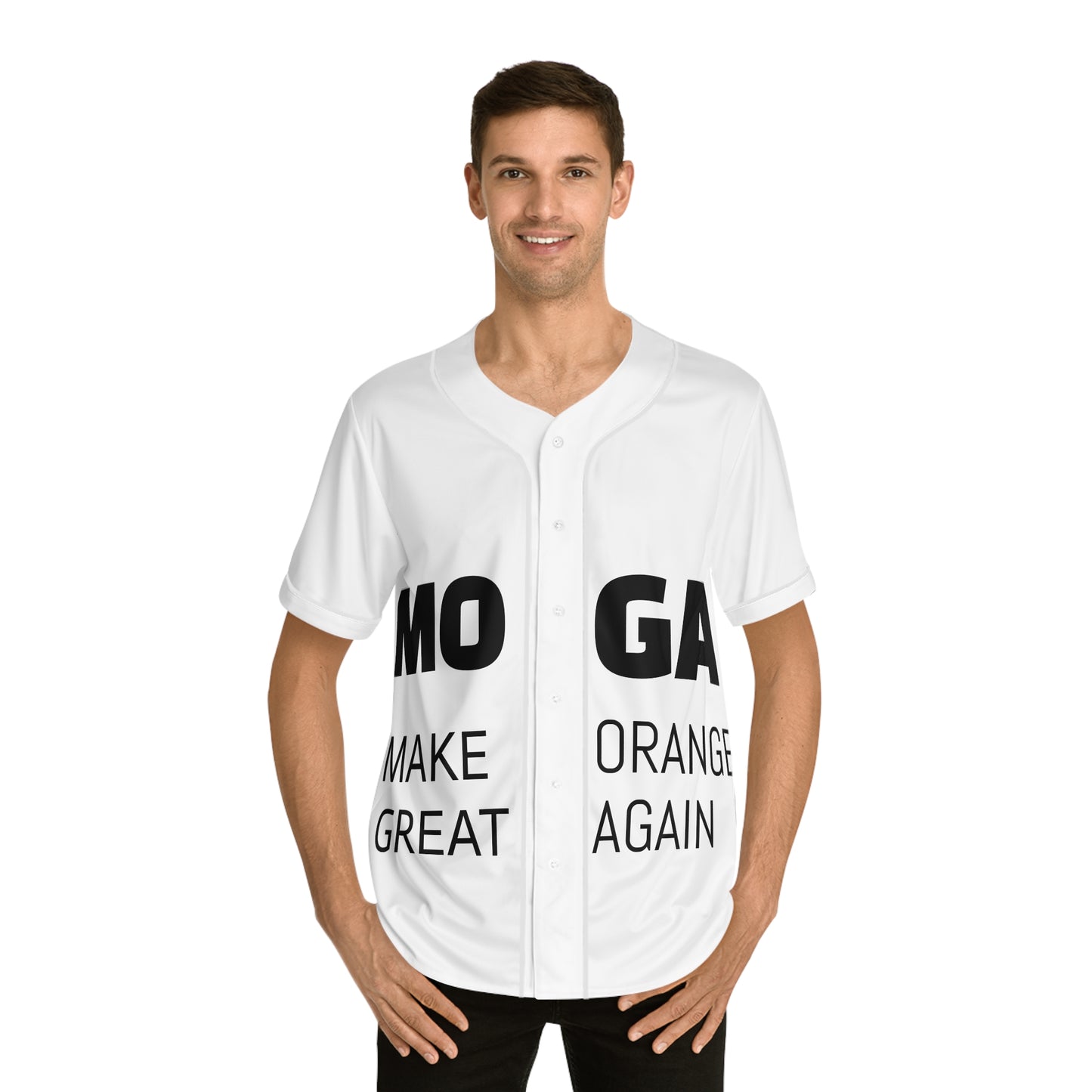 Baseball Jersey — "Make Orange Great Again" Graphic Button-Up